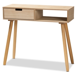 Baxton Studio Elwyn Mid-Century Modern Light Brown Finished Wood 1-Drawer Console Table